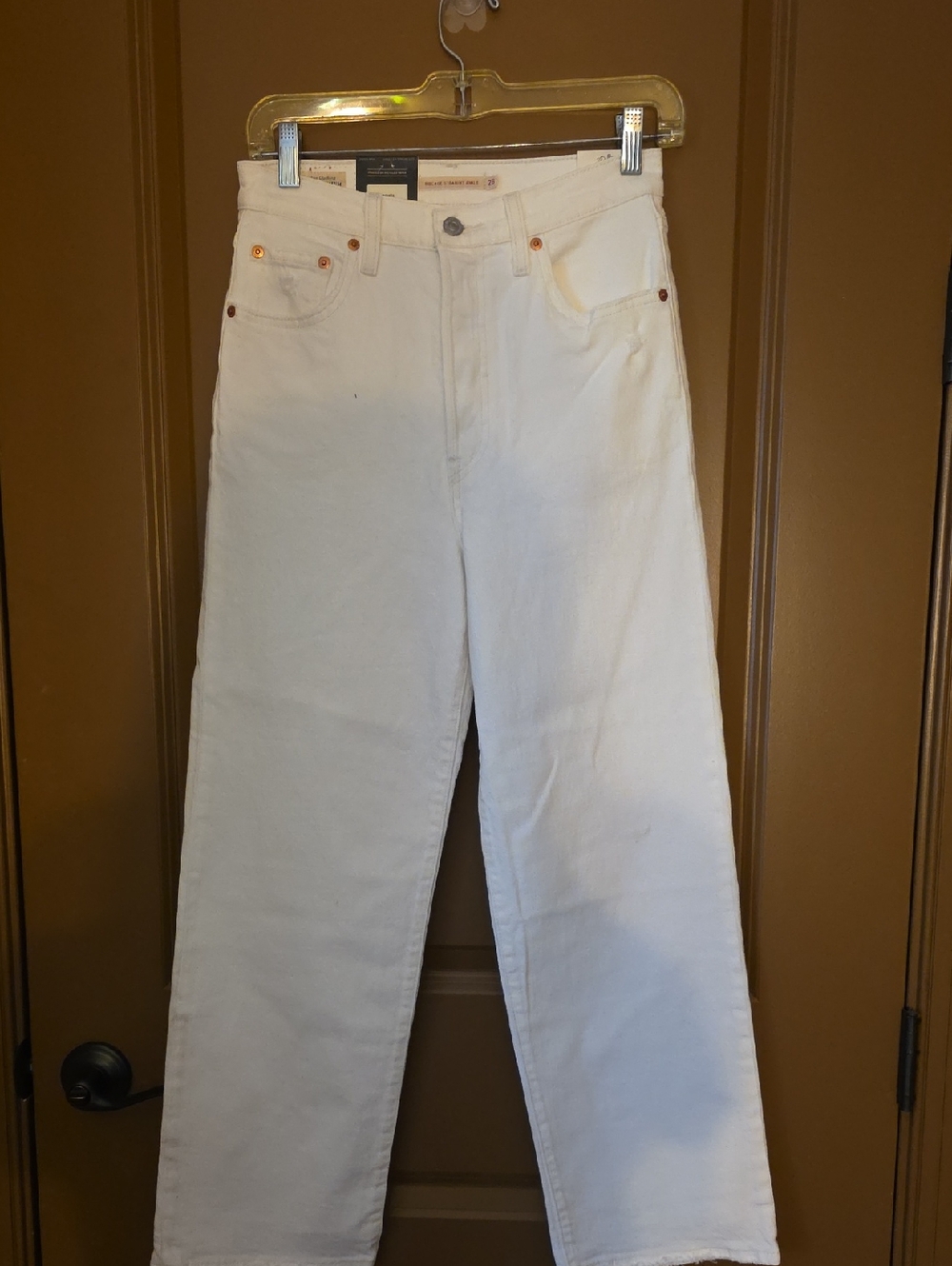 Ladies Levi's Ribcage Straight Ankle Jeans,  Sz 26x27, White, NWT